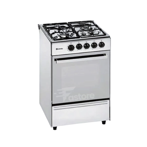 Cuisinière Trust 3 foyers à gaz + 1 foyer électrique noire 60x60 cm, design moderne et performant, disponible sur Fastore Madagascar.