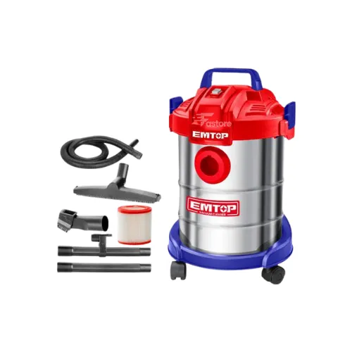Aspirateur filaire multifonction EMTOP EVCR0801, idéal pour un nettoyage rapide et efficace dans divers environnements.