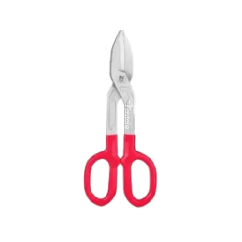 Ciseaux à feuille d'étain EMTOP, poignée à double prise 10", conçus pour une coupe précise de tôle et de métal, outils de qualité pour artisans et bricoleurs.