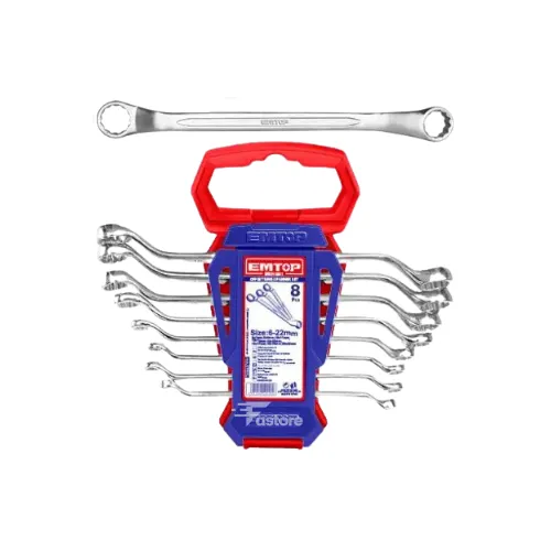 Jeu de 8 clés polygonales décalées EMTOP EFRS10801 en acier robuste, idéal pour mécanique et bricolage – Fastore Madagascar.