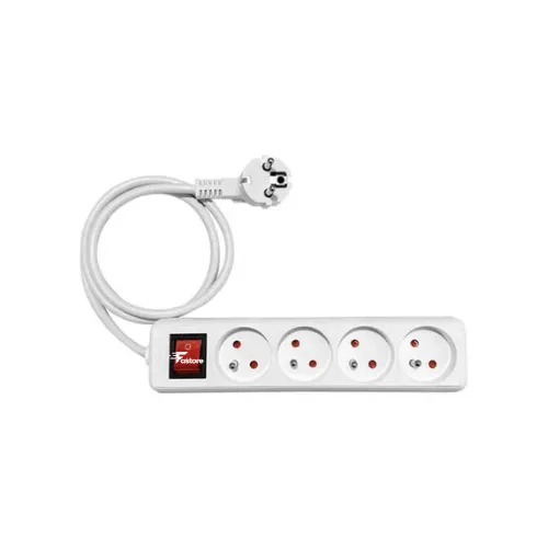 Rallonge multiprise 4 voies EMEJ7304, solution pratique pour étendre les prises électriques et alimenter plusieurs appareils simultanément en toute sécurité.