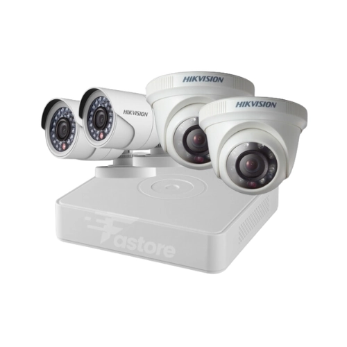 Kit de surveillance HIKVISION DVR 4Ch + 2 caméras Bullet + 2 caméras Tourrelle 3.6MM – système de sécurité complet pour maison et entreprise à Madagascar