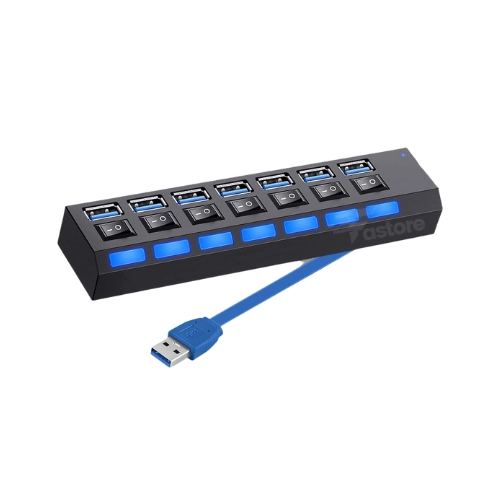 HUB USB 7 Port 3.0 – Multiplicateur USB haute vitesse avec 7 ports pour périphériques.