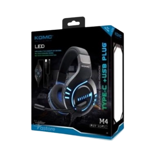 Micro Casque KOMC M4 TYPE C avec connectivité USB Type-C, idéal pour un son clair et précis lors des appels, jeux et conférences en ligne - Fastore Madagascar.