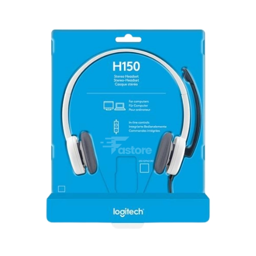 Micro-casque Logitech H150 Double Jack avec son stéréo de qualité, microphone ajustable et connexion double jack 3.5mm, idéal pour les appels et les conférences – Fastore Madagascar.