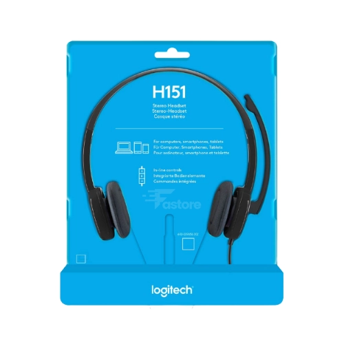 Micro-casque Logitech H151 Simple Jack – casque audio avec micro intégré pour une clarté optimale – disponible sur Fastore Madagascar.