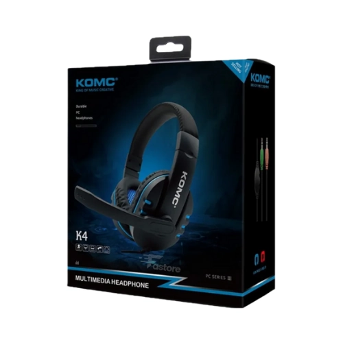 Micro-casque double jack KOMC K4 avec connexion audio et microphone, idéal pour les jeux, les conférences et les appels – Fastore Madagascar.