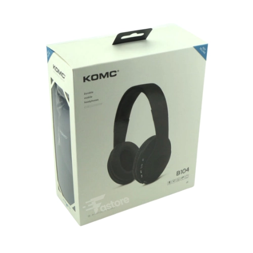Micro-casque sans fil KOMC B104 – casque Bluetooth avec microphone intégré – son clair et confort optimal – disponible sur Fastore Madagascar.