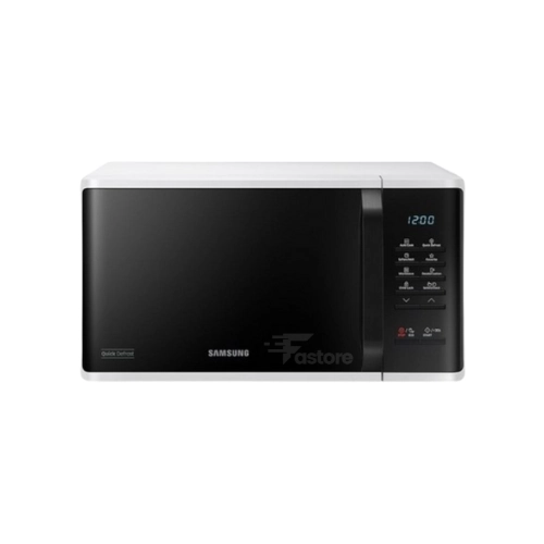 Micro-ondes digital Samsung 23L 1150W blanc, cuisson rapide et uniforme, disponible chez Fastore à Madagascar.
