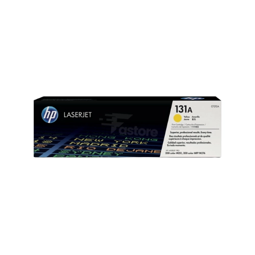 Toner jaune HP 131A, cartouche de toner haute qualité pour des impressions claires et éclatantes en jaune.
