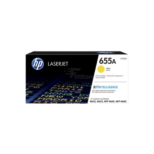 Toner jaune HP 655A, cartouche de toner haute performance pour des impressions jaunes vives et précises.