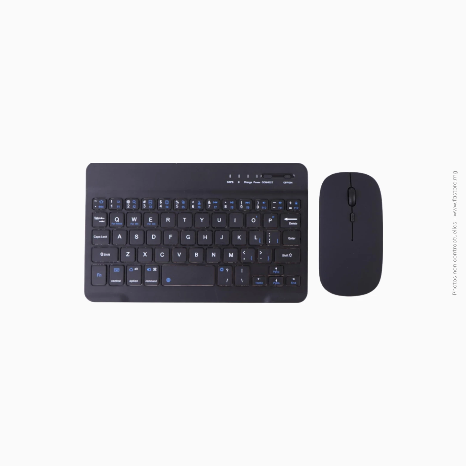 Mini clavier sans fil noir + souris ergonomic sans fil bluetooth rechargeable → QWERTY _ AZERTY (19) Mini clavier sans fil + souris ergonomique bluetooth | QWERTY / AZERTY – Image 1