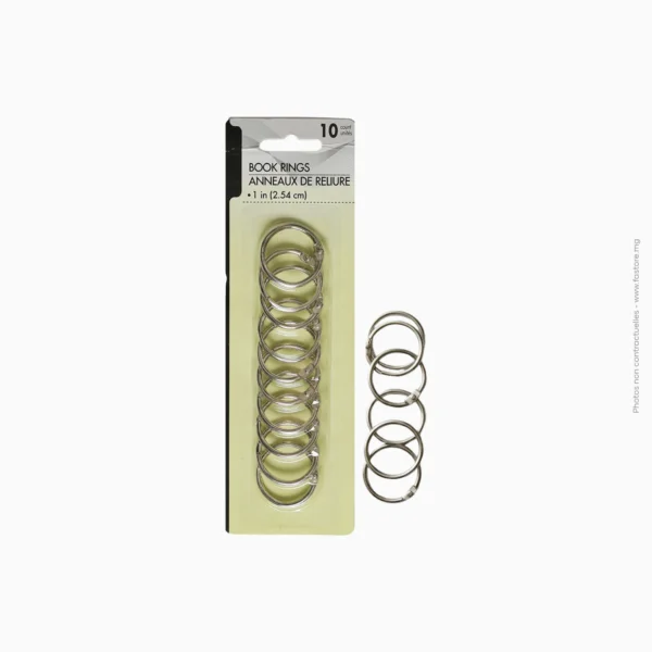 Lot de 10 anneaux de reliure articulés 2,54 cm | Réf A-315