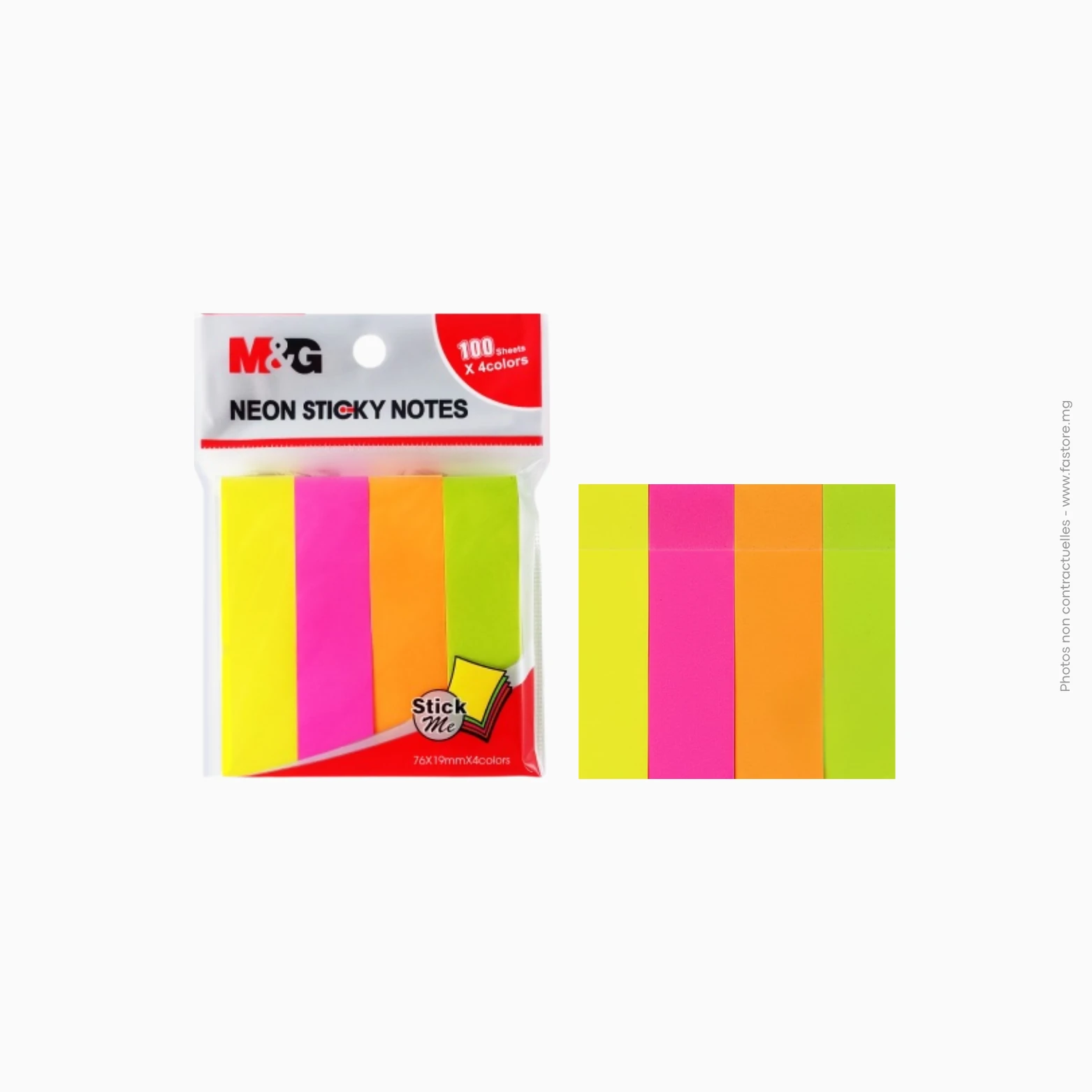 Bloc Post it (76x76mm ou 3x3in) 100pcs à 04 languettes adhésives rectangulaires DGG, Ref A-22 Bloc de notes adhésives à 4 languettes rectangulaires DGG | Ref A-22 – Image 1
