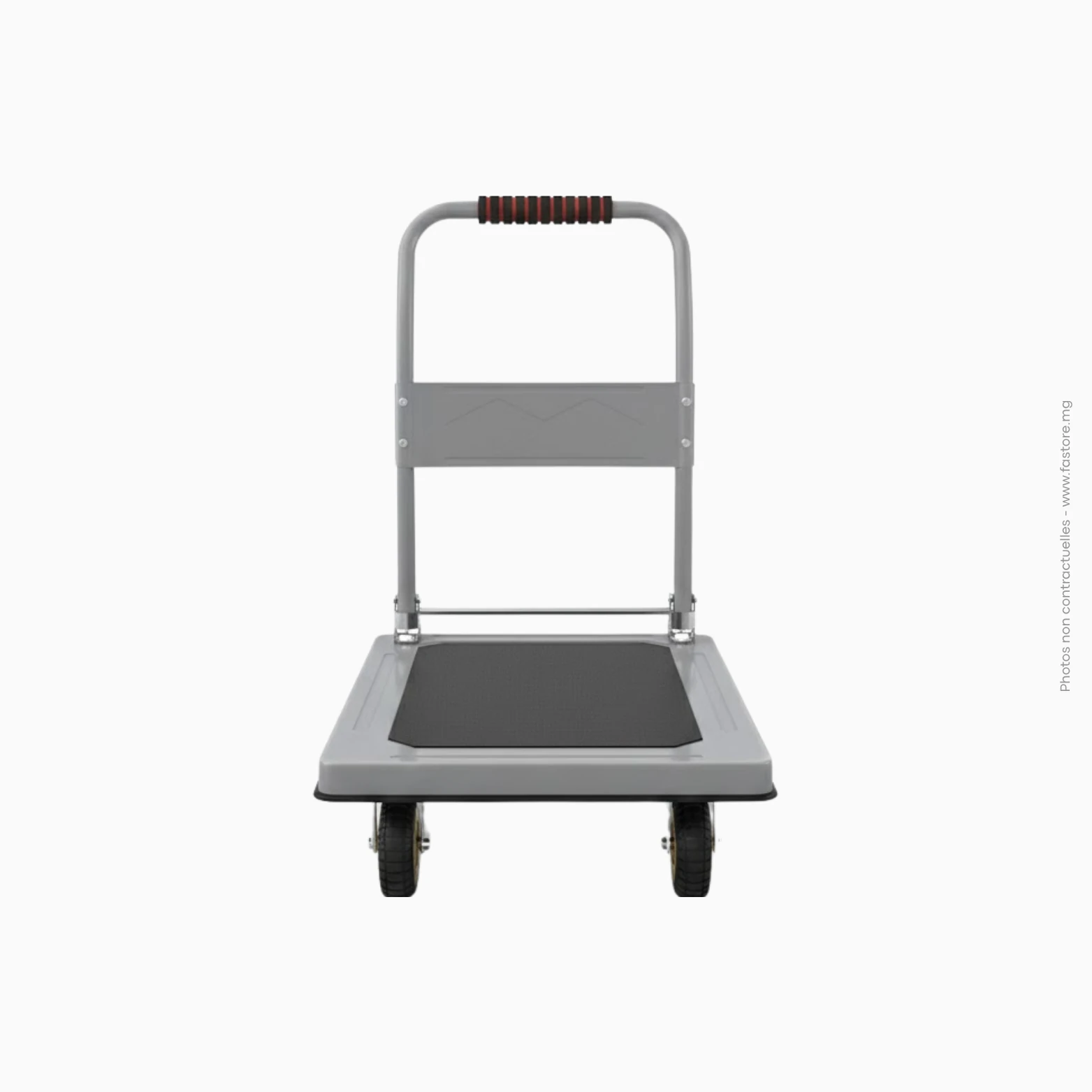Chariot à plateforme 72»48 Noir _ Gris avec Sangle 300Kg Chariot à plateforme professionnel gris | Capacité 300 kg | Dimensions 72 x 48 cm – Image 1
