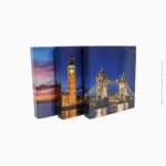 Classeur rigide A4 4 anneaux en D motif londres bleu | Ref A-155