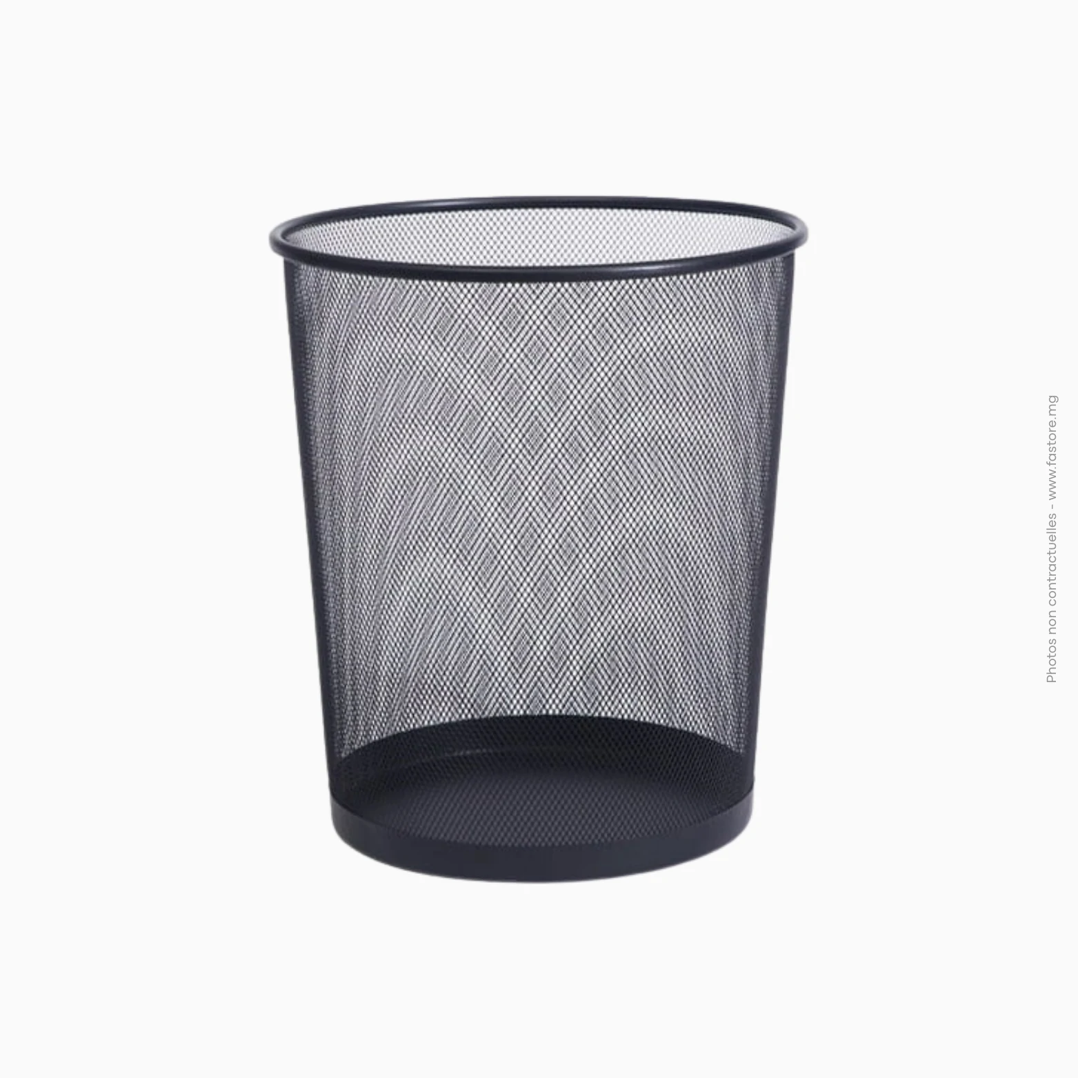 Corbeille à papier 12 L (26.5x23.5x19) à rebord rond (noire) , Ref A-337 Corbeille à papier 12 litres noire à rebord rond | Ref A-337 – Image 1