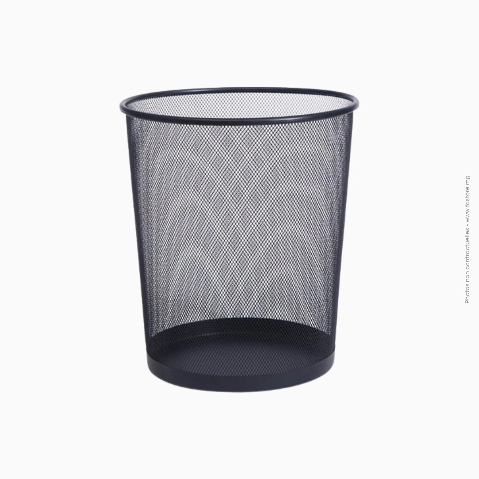 Corbeille à papier 20 L (27.5x26.5x22) à rebord rond (noire), Ref A-338 Corbeille à papier 20 litres noire à rebord rond | Ref A-338 – Image 1