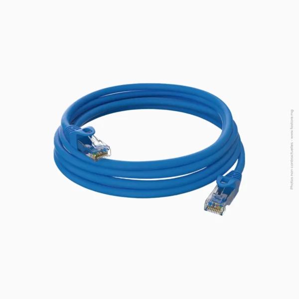 Câble réseau RJ45 Cat5e 1m bleu Hikvision | DS-1NP5EUDC0/E/Blue 1m