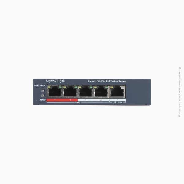 Switch poe intelligent 4 ports + 1 uplink Hikvision | DS-3E1105P-EI/M
