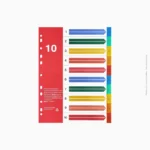 Jeu d'intercalaires indexés A4 multicolores (1 à 10) | Ref KB-10589