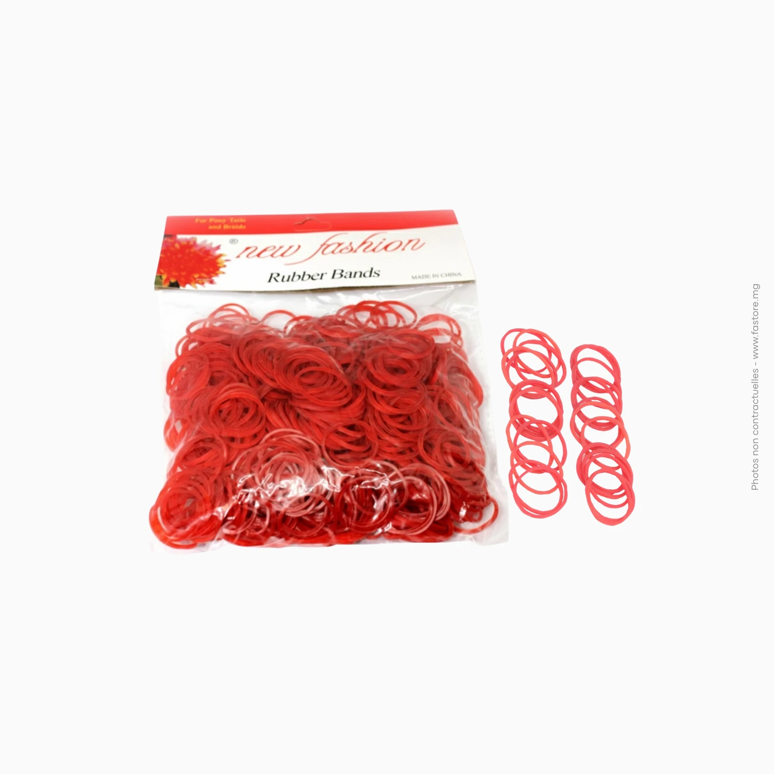 Elastique 2 cm paquet de 100 Gr (rouge) New Fashion Ref A-501 Paquet d'élastiques rouges 100g new fashion | Ref A-501 – Image 1
