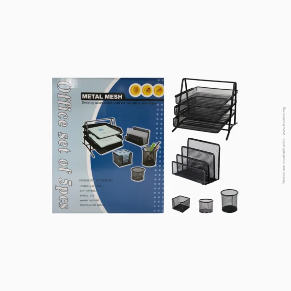 Ensemble de bureau métallique organisateur 5 pièces | AA-771