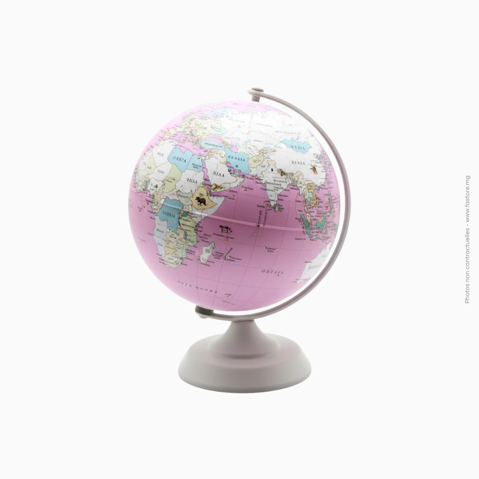 Globe terrestre PM Lumineux, de 20 cm Réf B-387, support gris en plastique, rotation latérale, rose échelle 1_64.000.000 PM Globe terrestre PM lumineux 20 cm | Réf B-387 – Image 1