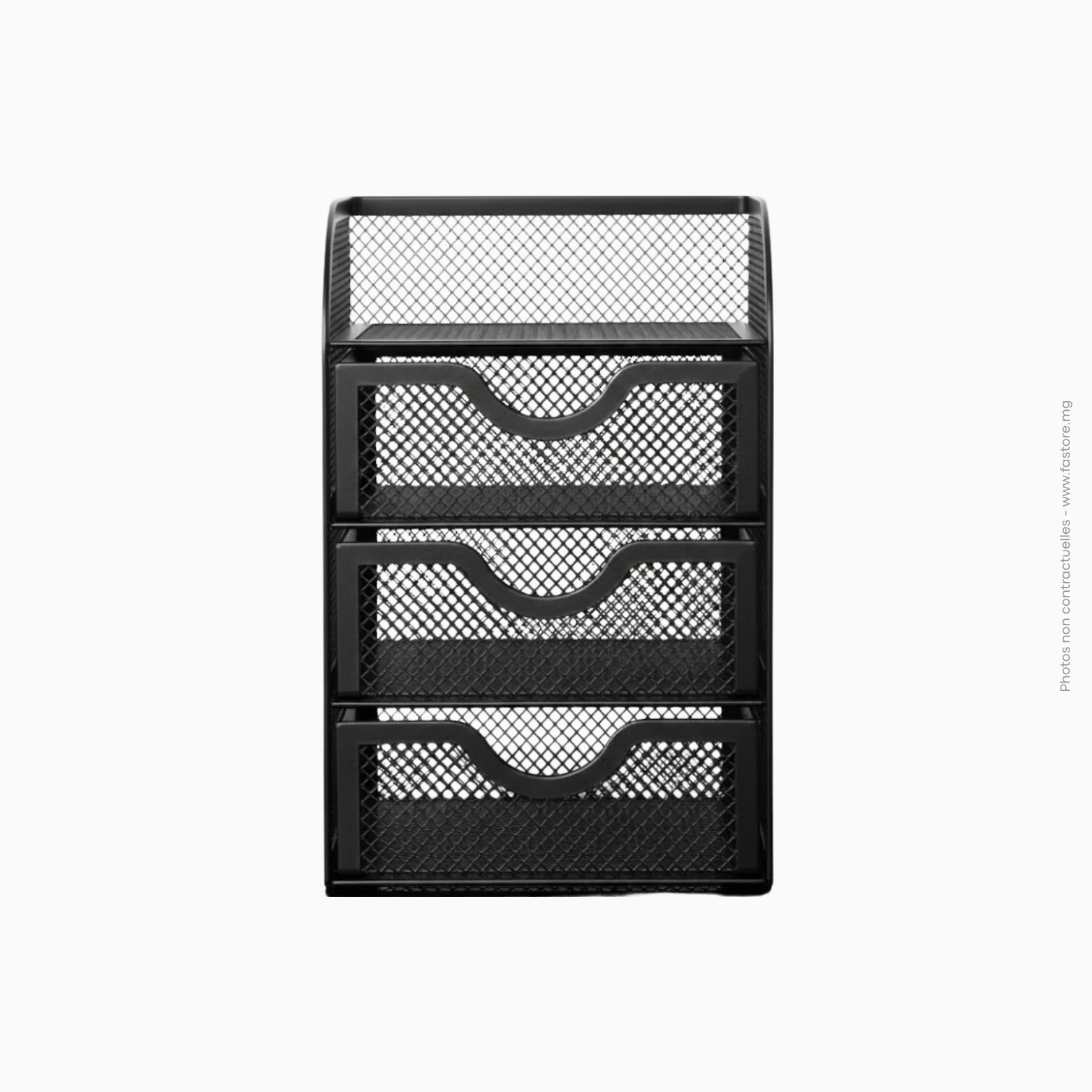 Mini module de rangement de 3 tiroirs et un plateau en fil métalique noir Réf B-85 Mini module de rangement 3 tiroirs + plateau en fil métallique | Réf B-85 – Image 1