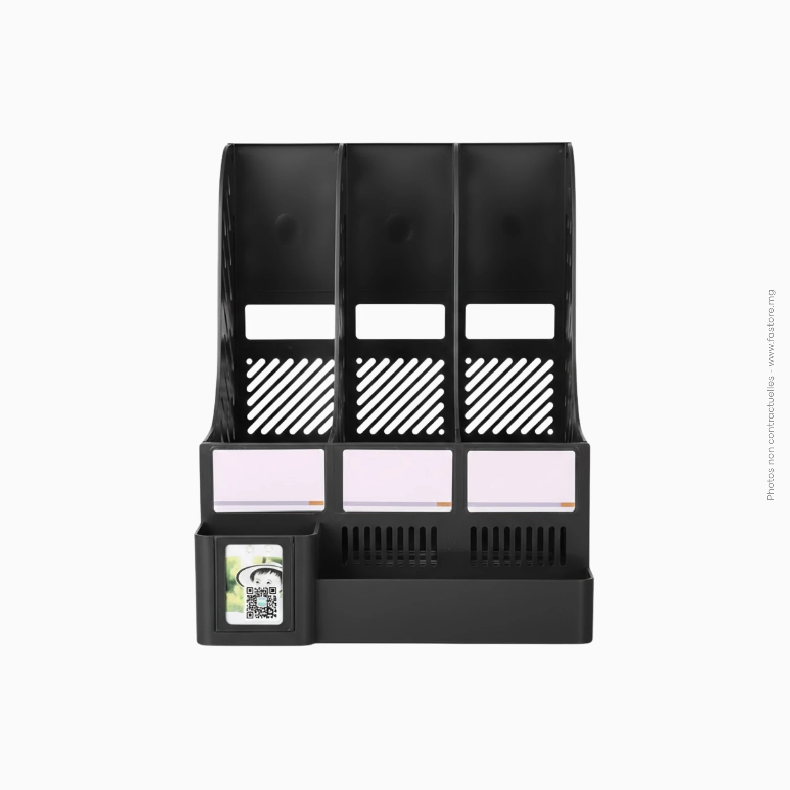 Porte revues de 3 emplacements en plastique Réf B-96 Noir CY6399 Porte-revues 3 compartiments en plastique noir | Ref B-96 / CY6399 – Image 1