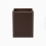 Pot à stylos en simili cuir marron foncé | Réf A-343