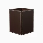 Pot à stylos en simili cuir marron foncé | Réf A-343 – Image 2