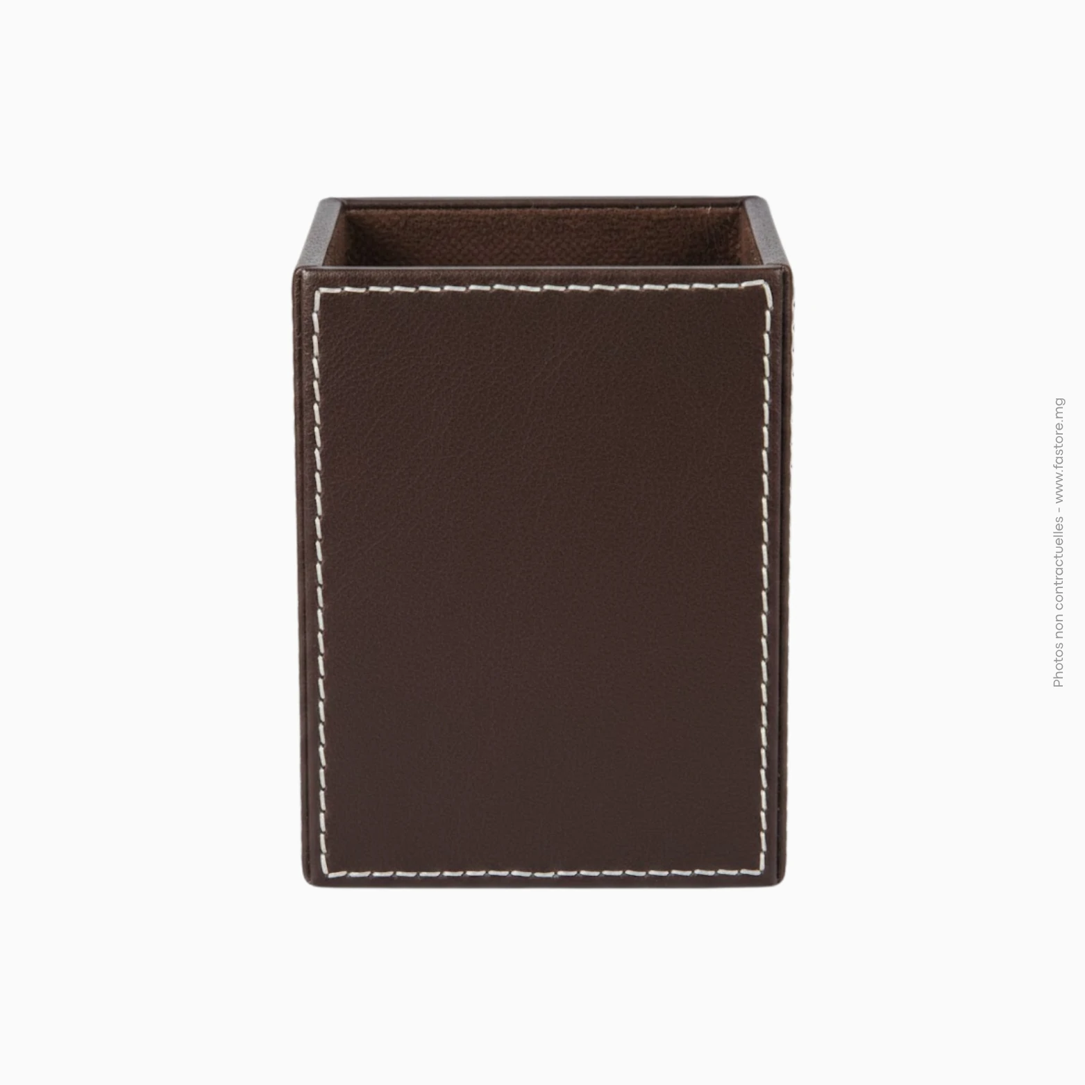 Pot à stylos en simili cuir (marron foncé), Ref A-343 Pot à stylos en simili cuir marron foncé | Réf A-343 – Image 1