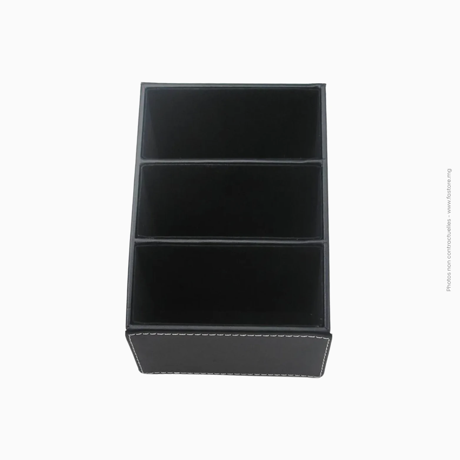 Rangement à 3 compartiments MM pour bureau, en simili cuir (noir ou marron), Ref A-346 Organisateur de bureau 3 compartiments MM simili cuir | Réf A-346 – Image 1