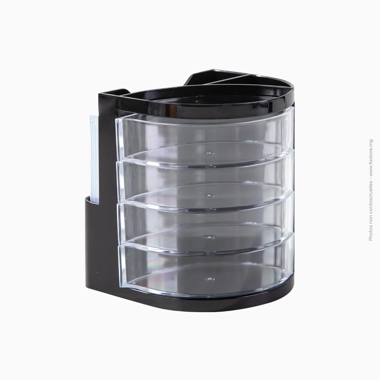 Rangement à 4 compartiments PM pour bureau, en plastique (noir), Ref, FQ368 Organisateur de bureau 4 compartiments | Petit Modèle (PM) | Réf FQ368 – Image 1