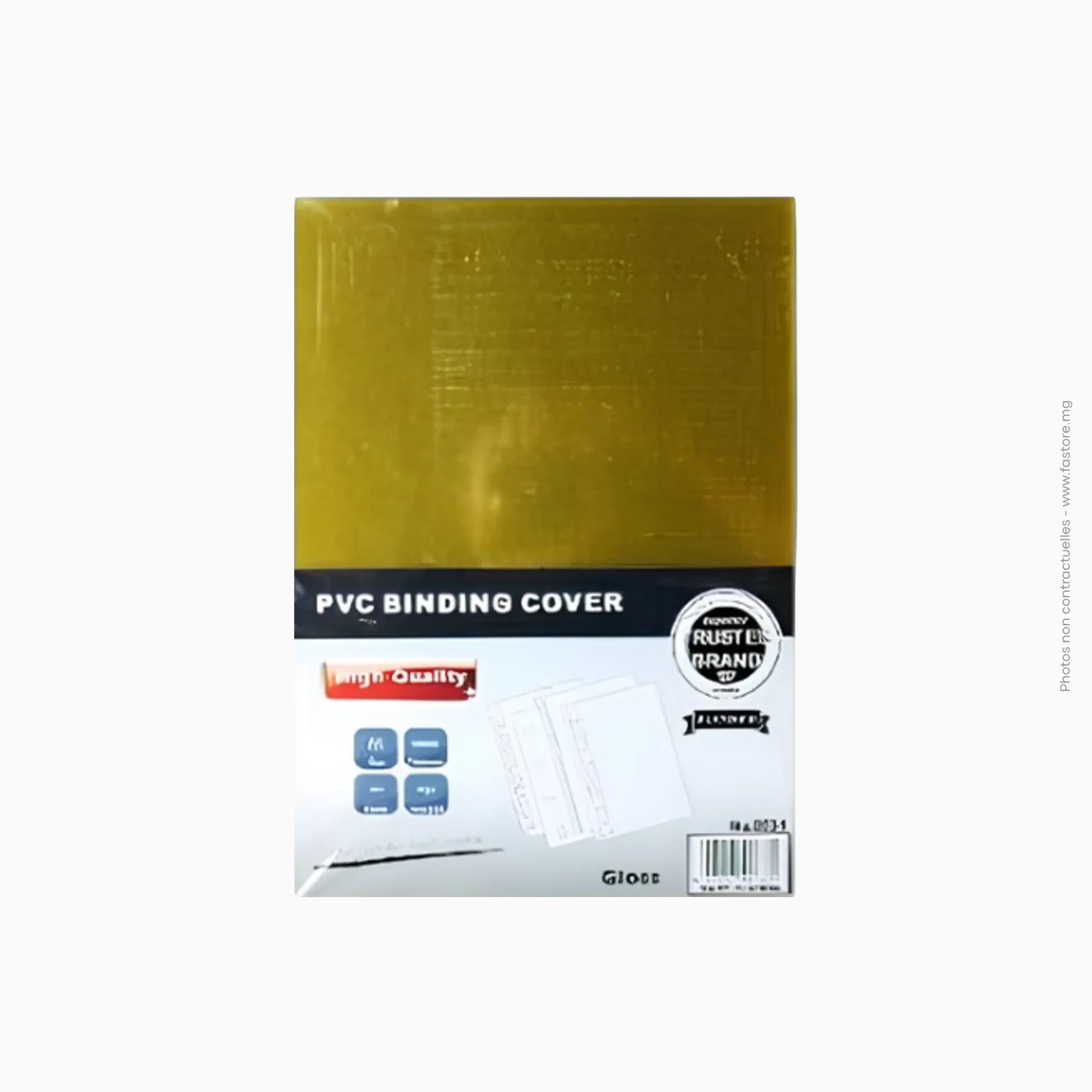 Rhodoïd A4 (210x297) 100Pcs, Couverture PVC 150Mic (Jaune Doré), Ref A-191, 8501 Couvertures PVC rhodoïd A4 jaune doré 150 microns | Réf A-191 / 8501 – Image 1