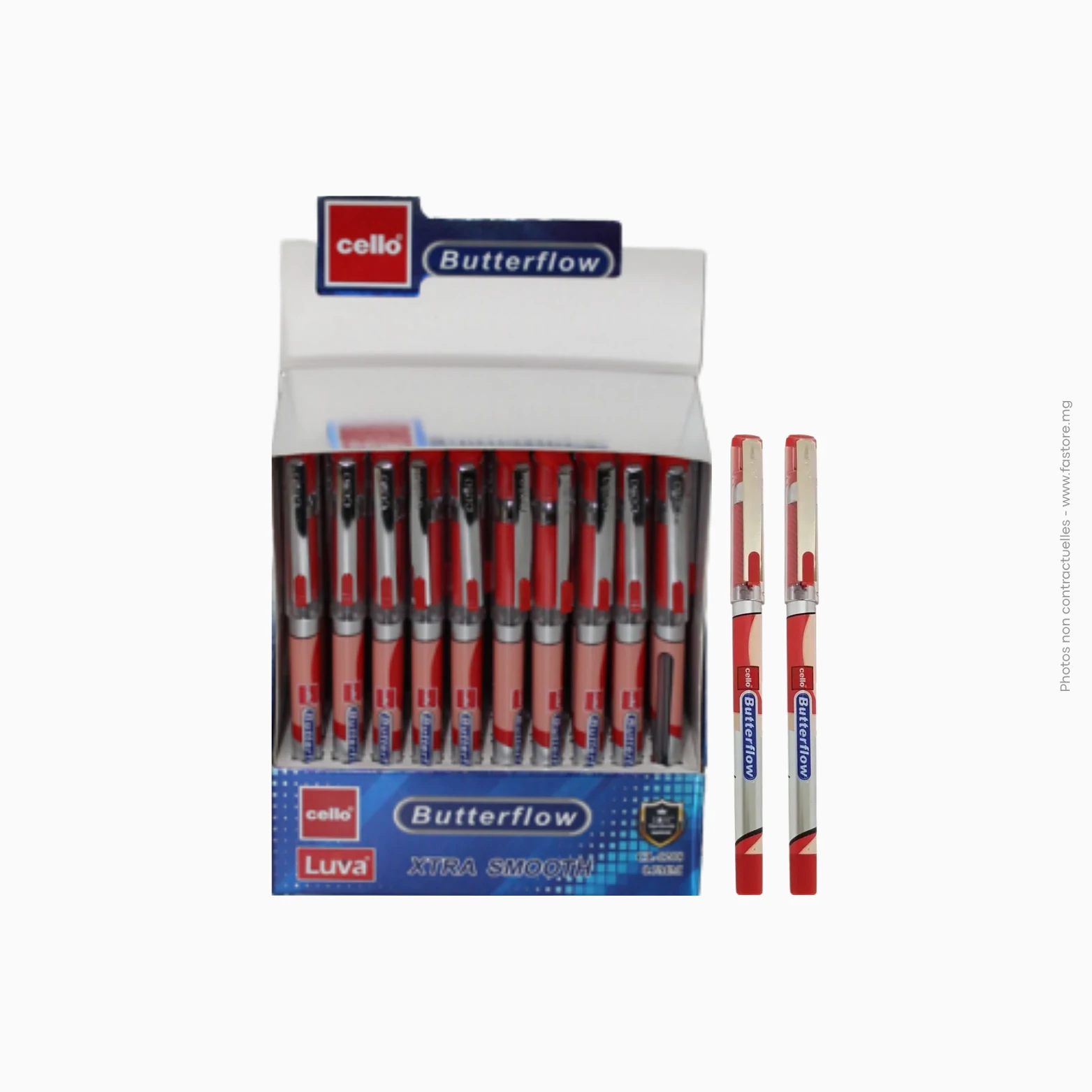 Stylo à bille 0.7 mm Cello LUVA Xtra Smooth ButterFlow (rouge), Ref A-545, CL-1208 Stylo à bille Rouge 0.7 mm cello butterflow | Réf A-545 / CL-1208 – Image 1
