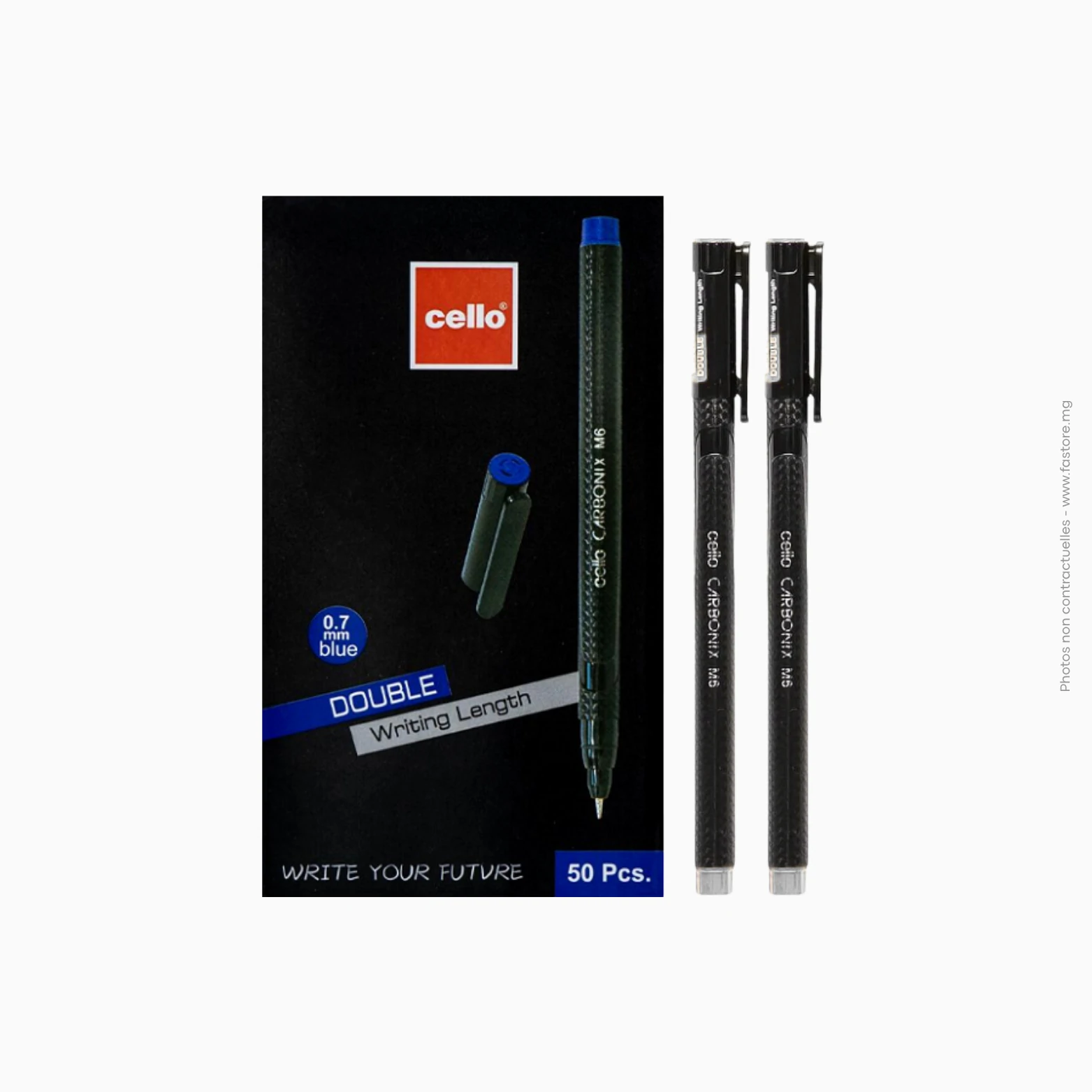 Stylo à bille 0.7 mm Cello à double durée Carbonix M6 (noir), Ref A-550, CL-M6 Stylo à bille noir 0.7 mm cello carbonix M6 double durée | Réf A-550 / CL-M6 – Image 1