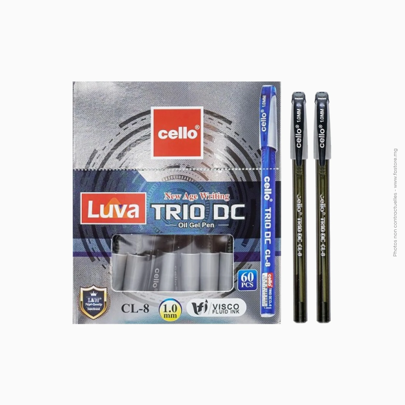 Stylo à encre Gel 1 mm Cello Trio DC (noir), Ref A-552, CL-8 Stylo à encre gel noir 1 mm cello trio DC | Réf A-552 / CL-8 – Image 1