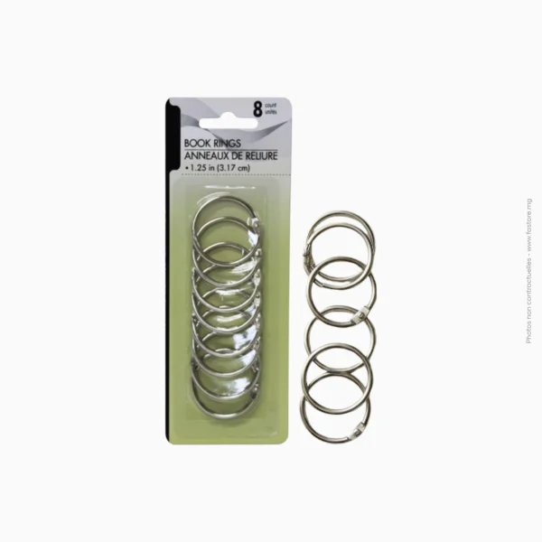Lot de 8 anneaux de reliure articulés 3,17 cm | Réf A-317
