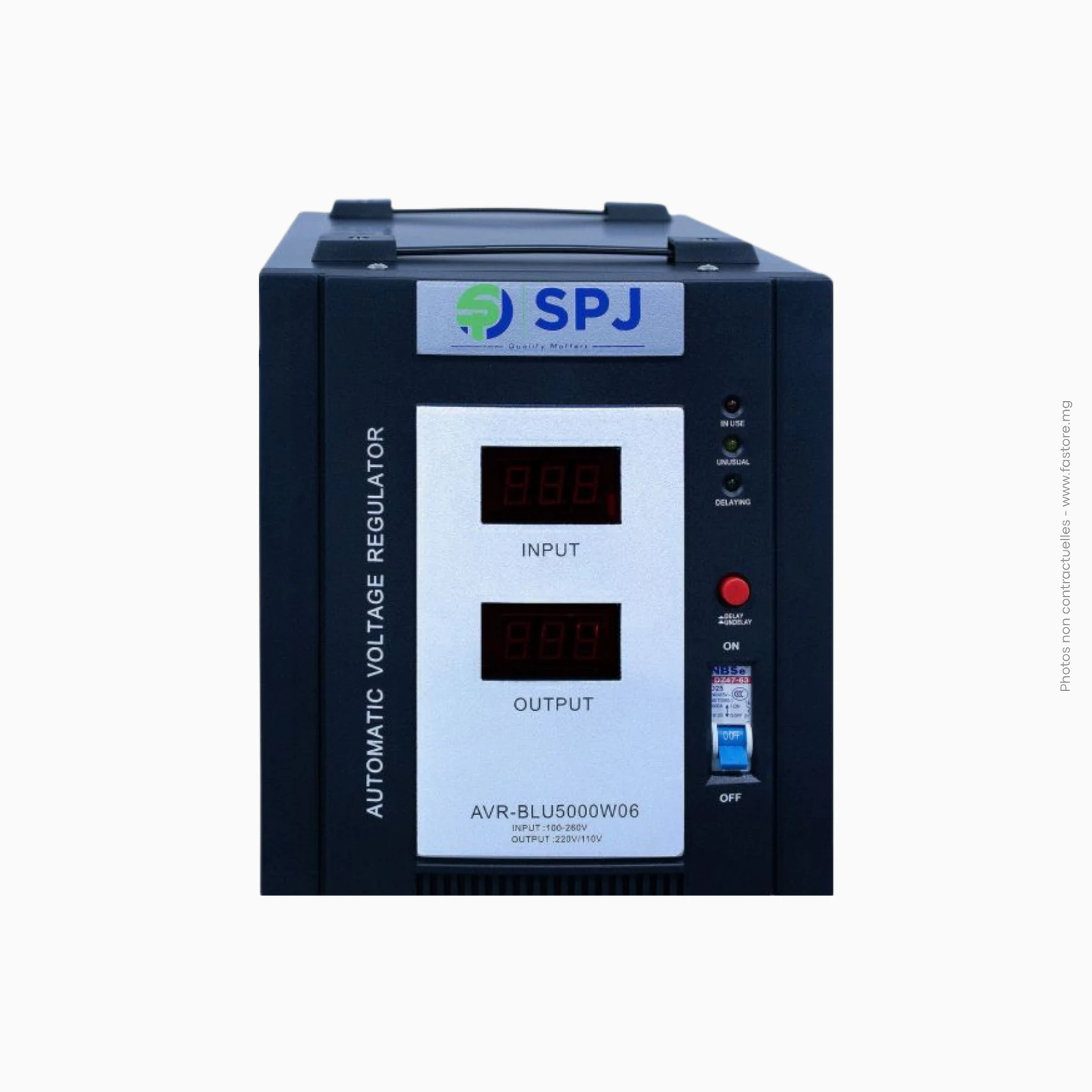 AVR-BLU5000W06 5000 WATT SPJ REGULATOR VOLTAGE (1PCS CTN) Régulateur de tension SPJ 5000 watts | AVR-BLU5000W06 – Image 1