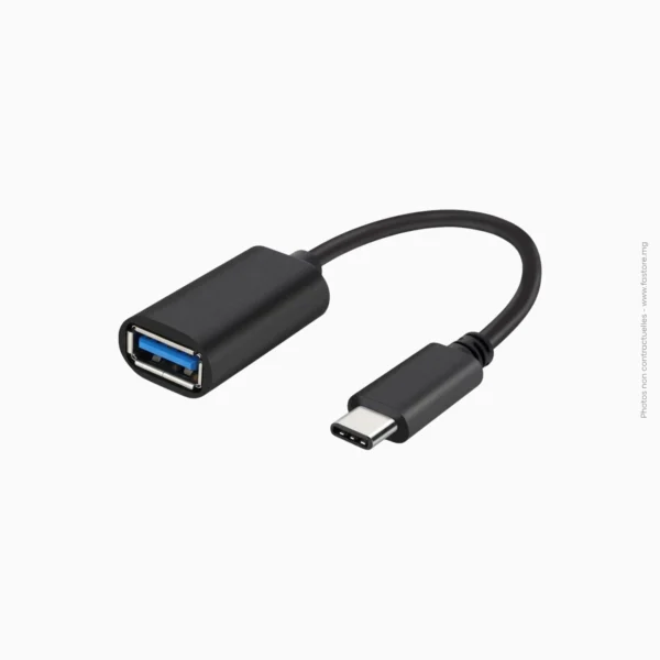 Adaptateur OTG Type-C mâle à USB 3.0 femelle avec câble 15cm | Boîte jaune