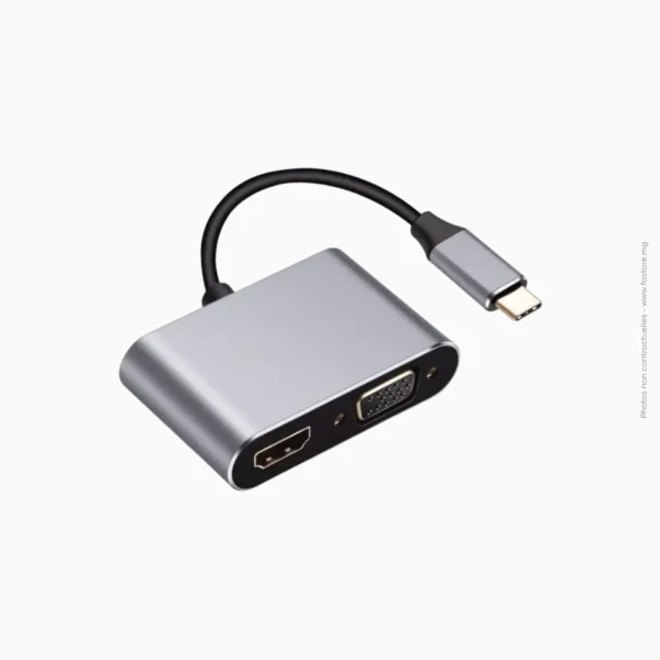 Adaptateur Type-C à HDMI 4K / VGA / USB 3.0 | Onten OT-9573S