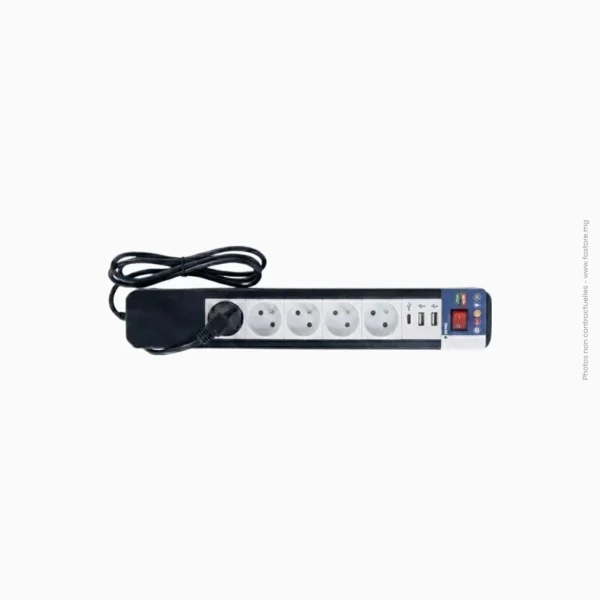 Bloc multiprise 5 prises avec interrupteur, 2 USB + 1 Type-C | Ingelec 2m