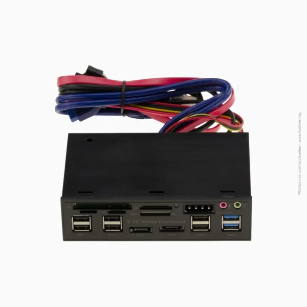 Boîtier interne 5.25" avec 8 USB / eSATA / SATA / Cartes | Modèle 525A