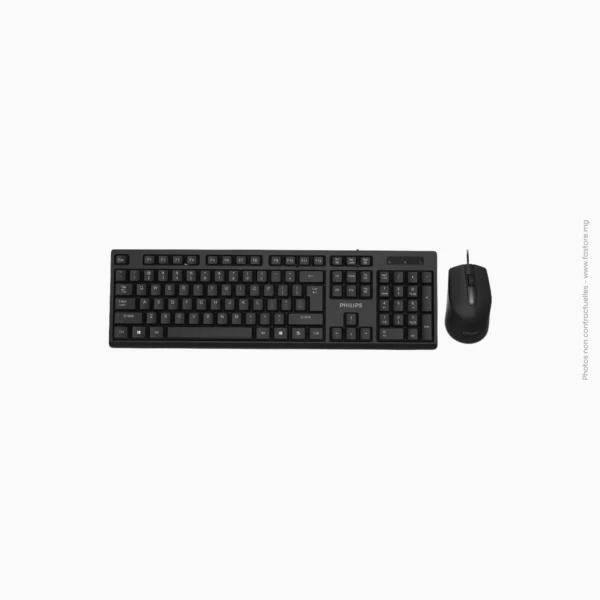 Clavier QWERTY et souris pack combo filaire | Philips T234