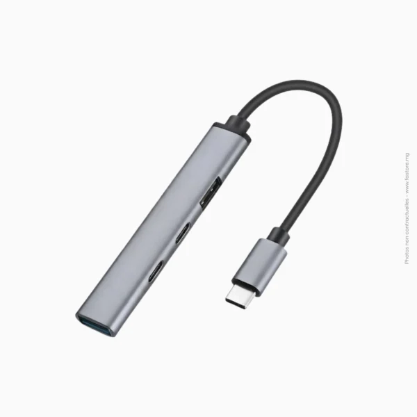 Hub Type-C 3-en-1 (Type-C x2 + USB x1) | Modèle UC52S