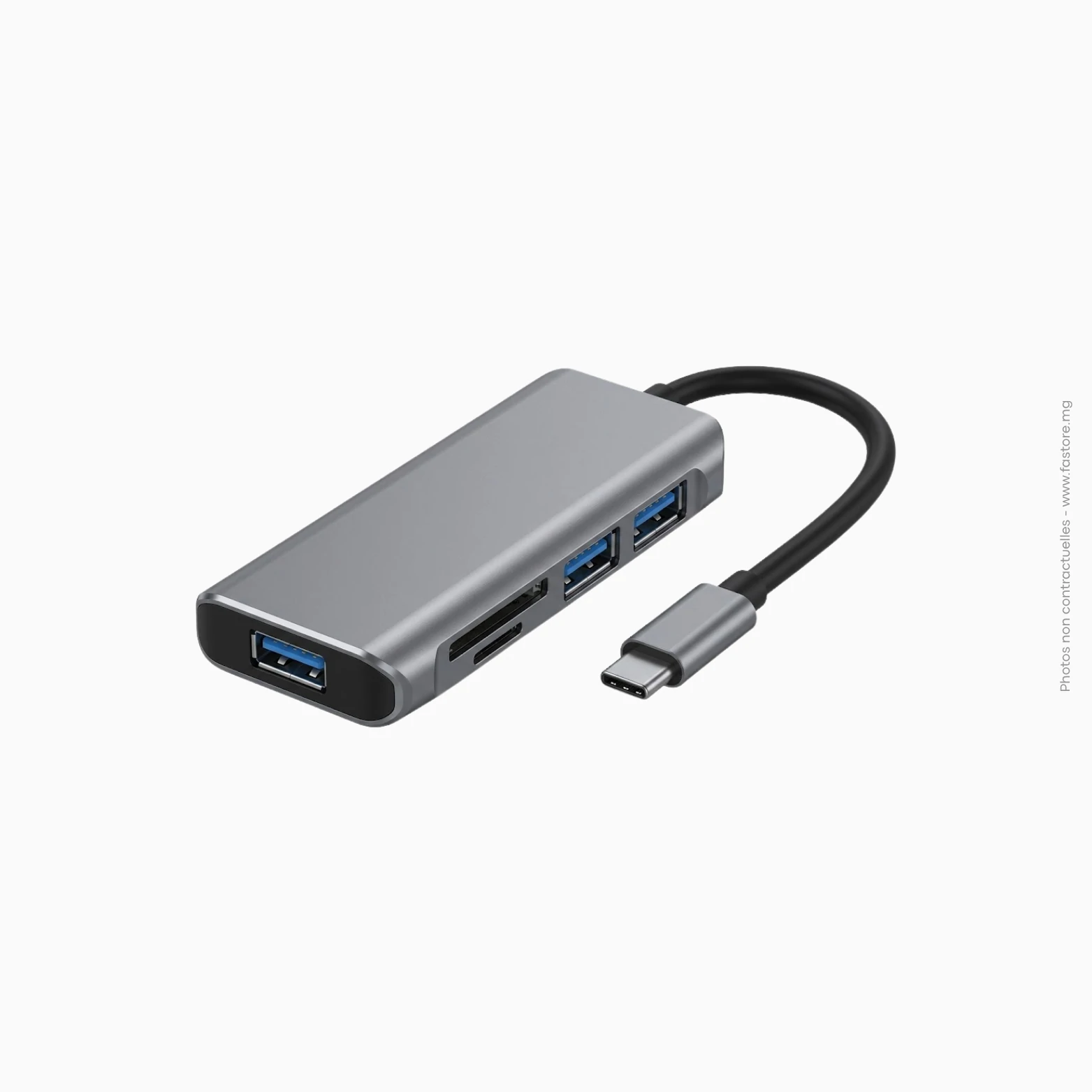Hub Type-C 5-en-1 slim (3 USB + SD_Micro SD) _ Modèle YC-909C Hub Type-C 5-en-1 slim (3 USB + SD/Micro SD) | Modèle YC-909C – Image 1