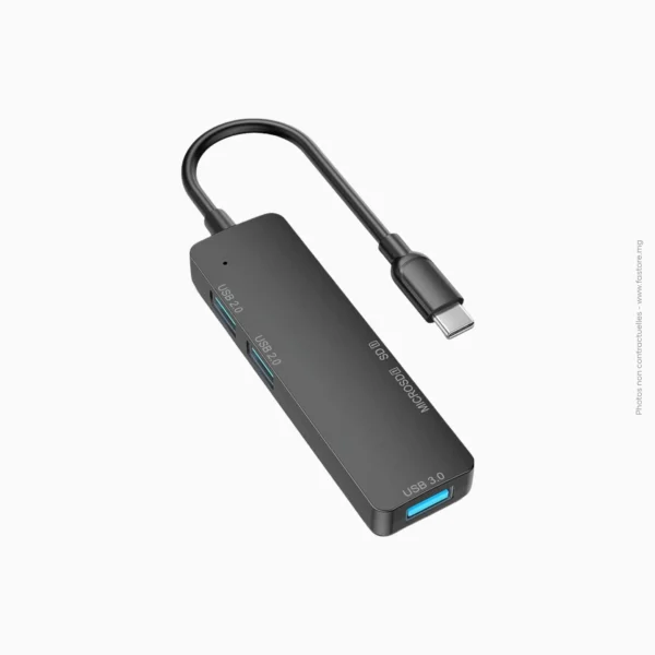 Hub USB 2.0 5-en-1 avec lecteur cartes SD/Micro SD | Générique