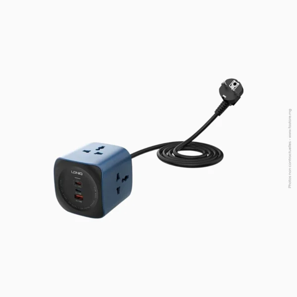 Bloc multiprise 3 prises universelles + 2 Type-C + 1 USB 65W (Modèle Cube) | LDNIO SC3319